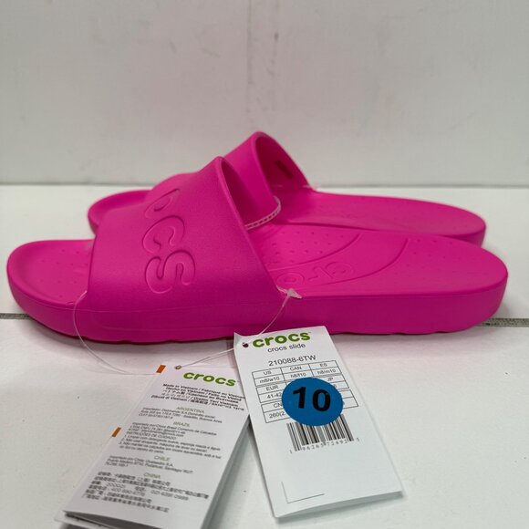 Crocs Slide Sandals Bright Pink Size 10 Womens New With Tags - Picture 2 of 8